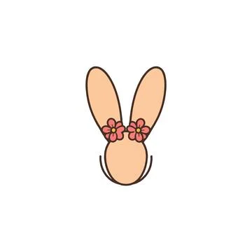 Delicate floral bunny ears an easter springtime symbol with a decorative to.. Illustration
