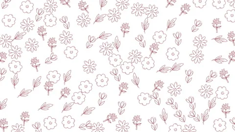 Delicate floral pattern animation with brown outline flowers and leaves on .. 動画素材 335030098