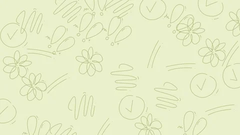Delicate Floral Pattern Background with Checkmarks and Scribbles. Stock Footage 321858278