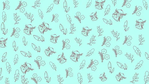 Delicate floral pattern background with intricate line drawings of flowers .. Stock Footage 331733003