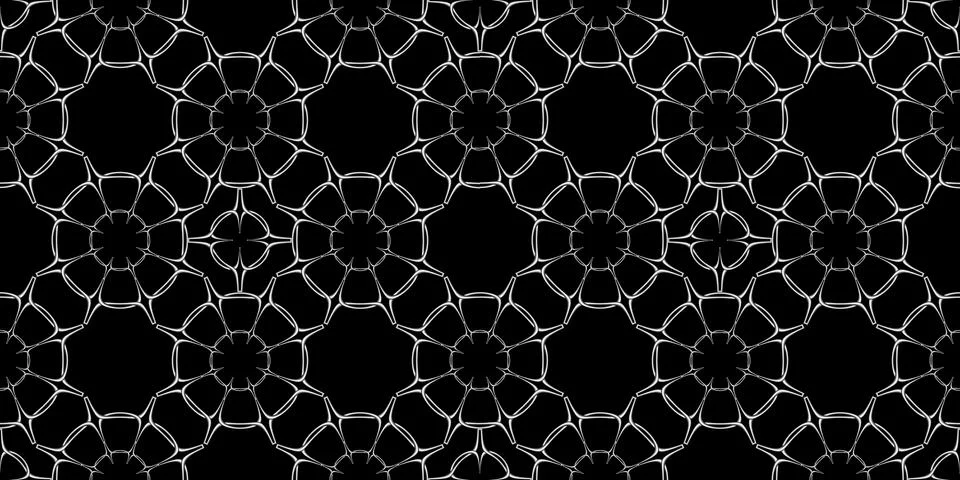 Delicate Floral Pattern on Black Background Stock Illustration