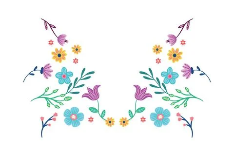 Delicate Floral Pattern with Blue Yellow and Purple Flowers Illustration Stock Illustration