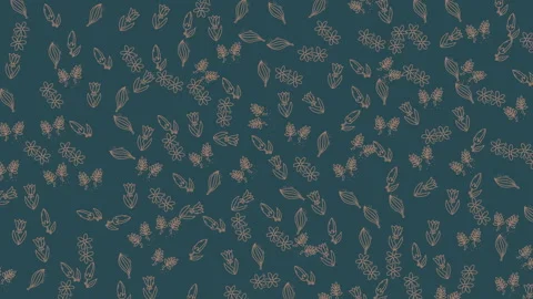 Delicate floral pattern overlay on deep teal background subtle botanical desi Stock Footage 343550633