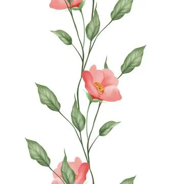 Delicate floral pattern. Seamless border on white background Delicate flor... Foto stock