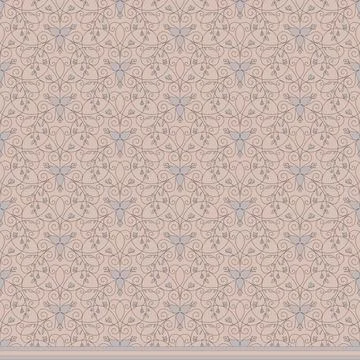 Delicate Floral Scroll Seamless Border Pattern – Horizontal Repeat Stock Illustration