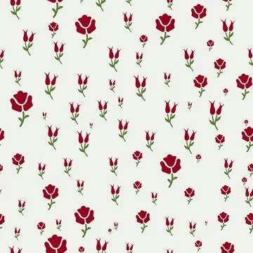 Delicate floral seamless pattern displaying stylized red rose illustrations Stockillustratie