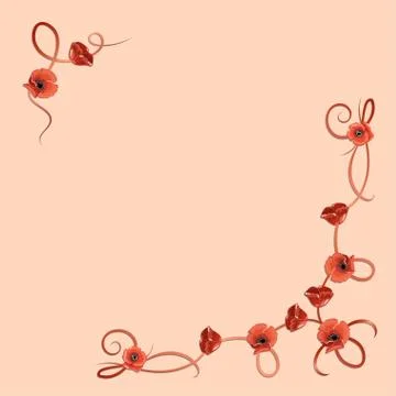 Delicate flower pattern with red poppies Stock Illustration