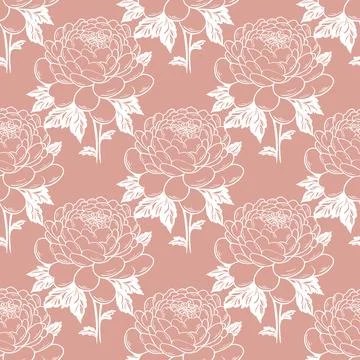Delicate flowering peonies seamless pattern Stock Illustration