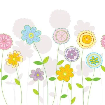 Delicate flowers in pastel tones seamless background Stock Illustration