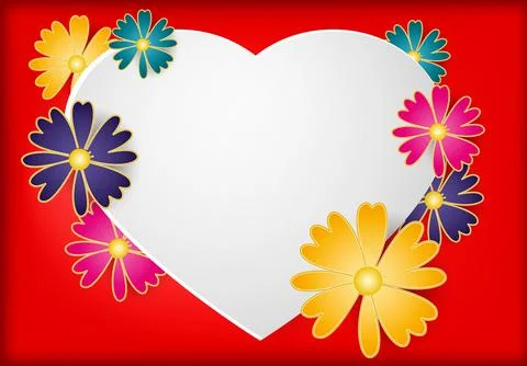 Delicate flowers on a red background1 스톡 일러스트