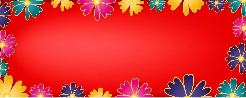 Delicate flowers on a red background2 스톡 일러스트