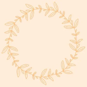 Delicate foliate round frame on badge background Stock Illustration