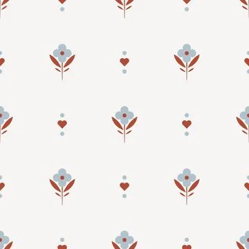 Delicate Folk Sprigs seamless pattern repeat Illustrazione stock