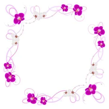 Delicate frame with orchid flowers Stock Illustration