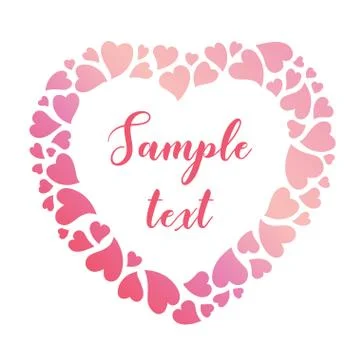 Delicate frame of pink gradient hearts. Vector valentines day background. Stock Illustration