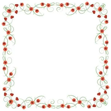 Delicate frame with red poppies Stock Illustration