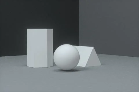Delicate geometry with dark background, 3d rendering. Ilustração Stock