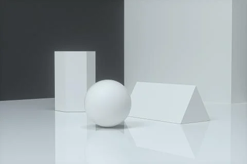 Delicate geometry with dark background, 3d rendering. Ilustração Stock