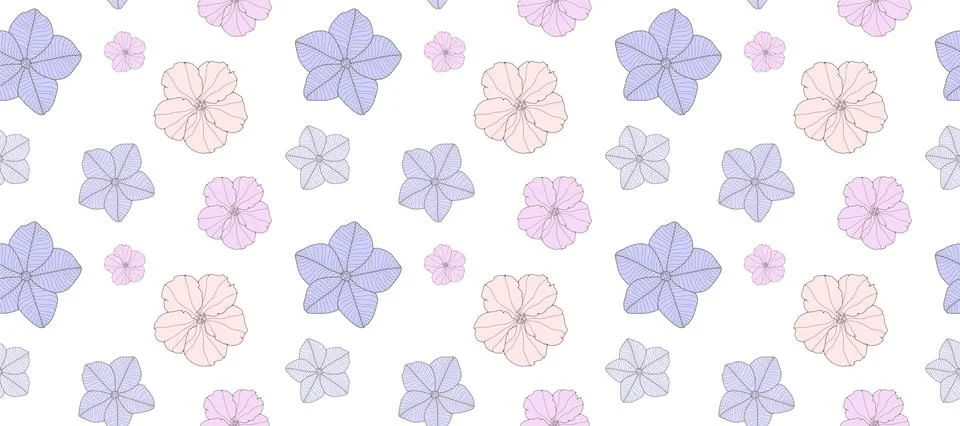 Delicate girly seamless pattern with colorful flowers on a white background Stock Illustration