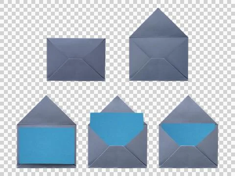 Delicate gray envelope set featuring a pastel blue blank insert card on a t.. Stock Illustration
