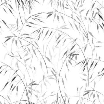 Delicate gray watercolor botanical pattern on white background for textile and Stock Illustration
