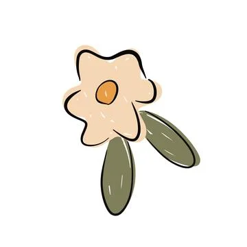 Delicate hand drawn flower with soft colors and simple design capturing nature Stock Illustration