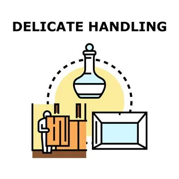 Delicate handling moving fragile items concept Stock Illustration