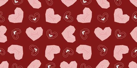 Delicate hearts on red background Stock Illustration