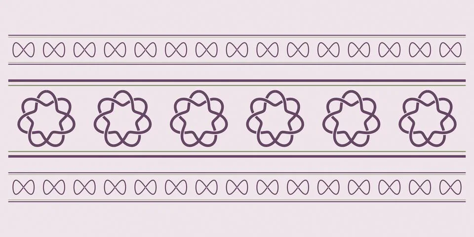 A delicate horizontal border combines looping infinity marks with outlined .. Stock Illustration