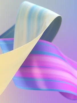 Delicate intertwining ribbons in pastel yellow, blue, and pink Stock Illustration