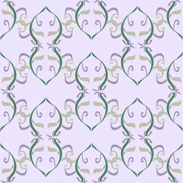 Delicate Lavender Shades Vector Repeat Pattern With Decorative Stems Illustrazione stock