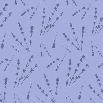Delicate lavender sprig seamless pattern, cute blue lilac purple wallpaper Stock Illustration