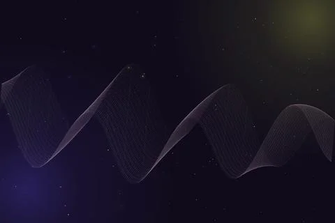 A delicate lavender waveform sweeps through a star-speckled midnight backgr.. Illustrazione stock