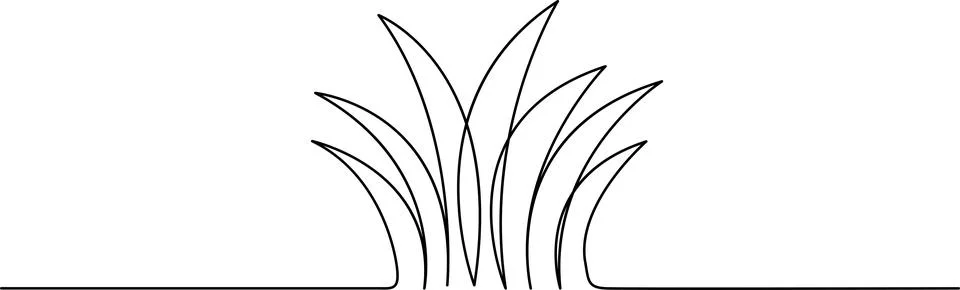 A delicate line drawing of a cluster of grass blades with a minimalist aest.. Illustrazione stock