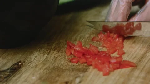 Delicate macro composition of colorful salsa ingredient closeup Stock Footage 342141729