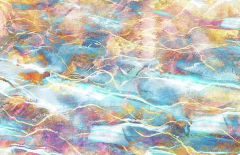 Delicate marble background in blue, beige and pink colors.Imitation of a rock Stock Illustration