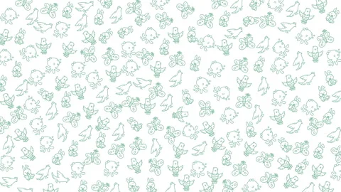 Delicate mint-green butterfly pattern floral seamless background for design Stock Footage 327063336