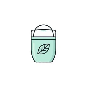 Delicate Mint Green Eco-Friendly Roll-On Deodorant with Leaf Emblem Emphasi.. Illustrazione stock