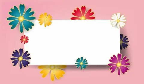 Delicate multicolored flowers on a pink background Illustrazione stock