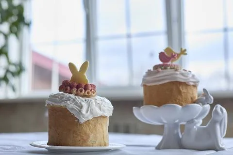 Delicate Pascha Cake Creates Beautiful Easter Joy Stock Photos