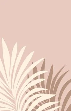 Delicate pastel boho vertical background palm leaves. Postcard invitation social Stock Illustration