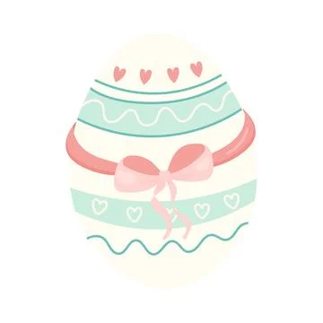 A delicate pastel-colored Easter egg tied with a beautiful bow. Ideal for g.. Stock Illustration
