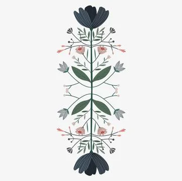 Delicate pattern in the form of flowers and leaves on a dark background Stock Illustration