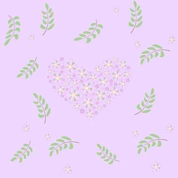 Delicate pattern with a heart made of flowers Stock Illustration