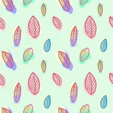A delicate pattern with leaves on a green background. Cute leaf pattern. Stock Illustration
