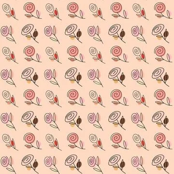 Delicate pattern with roses in nude tones Stock Illustration