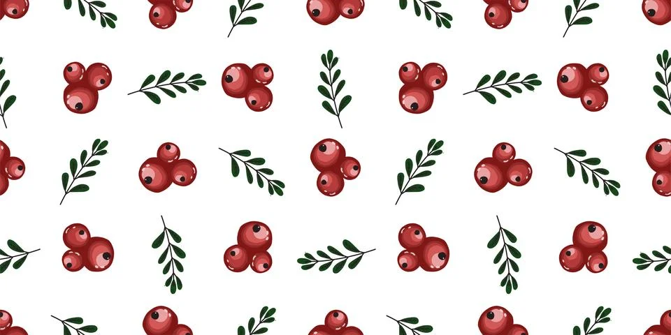 Delicate pattern for textiles. Red berries seamless pattern. childrens. Fores Stock Illustration