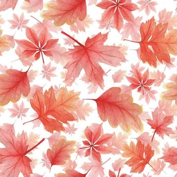 Delicate pattern in watercolor style. Background from autumn oak leaves Stock Illustration