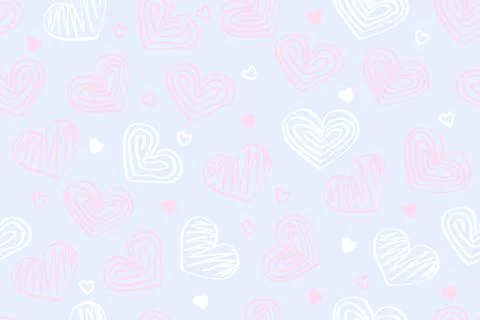 Delicate pattern of white and pink hearts on a blue background Stock Illustration