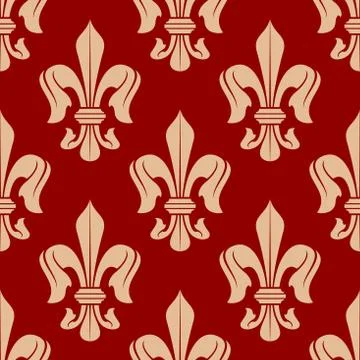 Delicate peach seamless fleur-de-lis pattern Ilustración de archivo